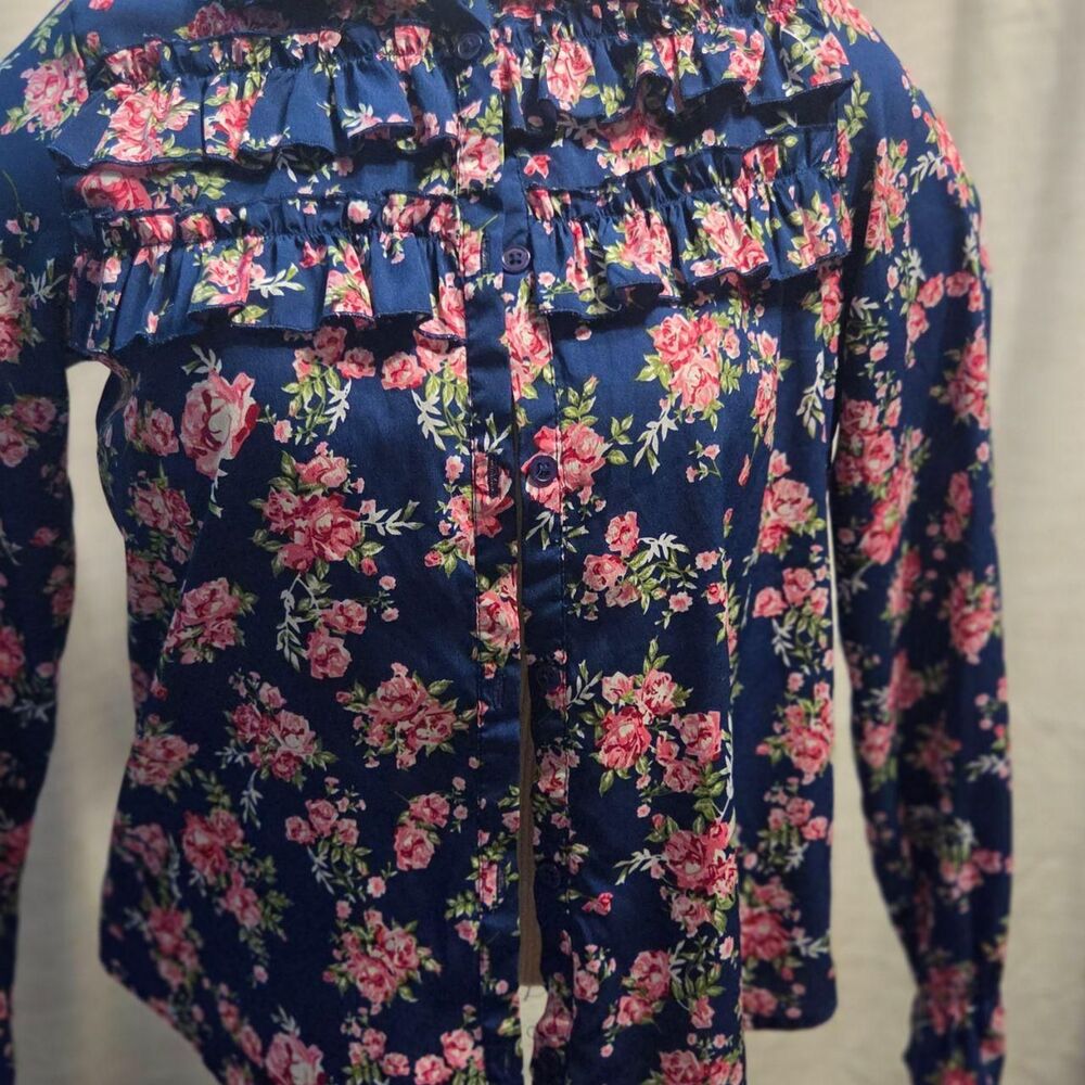 Iky & ME ruffled chest Women's multi Blouse